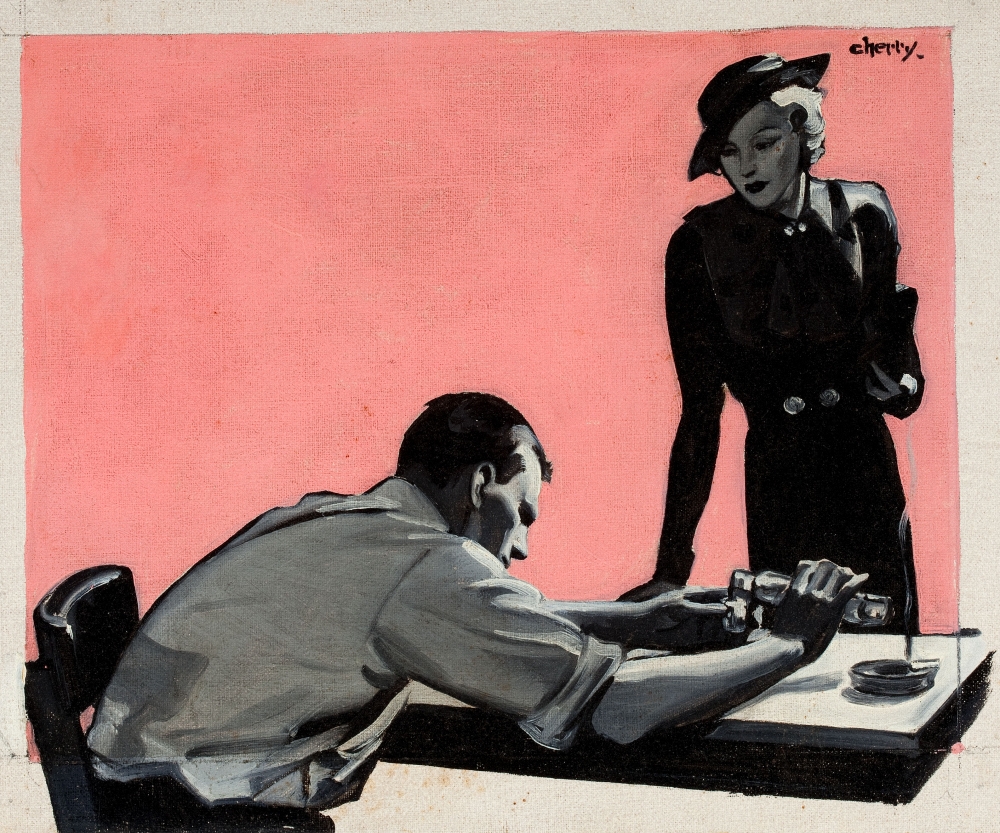 Detective Story Illustration by Sam Cherry, 1940's